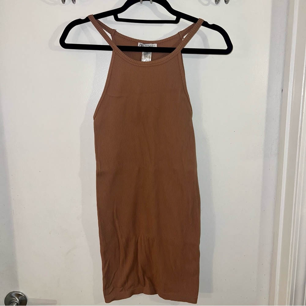 ZARA: Soft body con ribbed mini dress